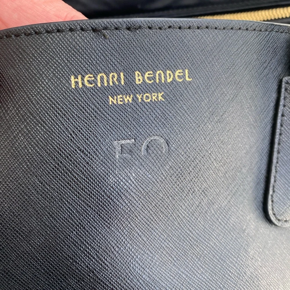 Henri Bendel Diaper Bag great work bag for laptop black leather purple interior - Picture 5 of 8